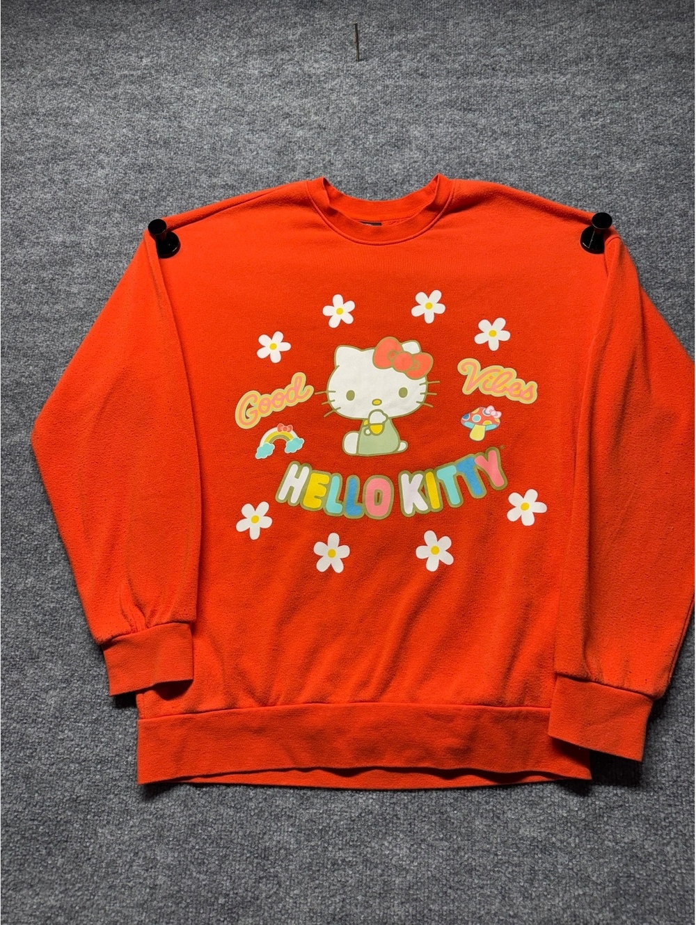 Hello Kitty Good Vibes Orange Pullover Sweatshirt Medium